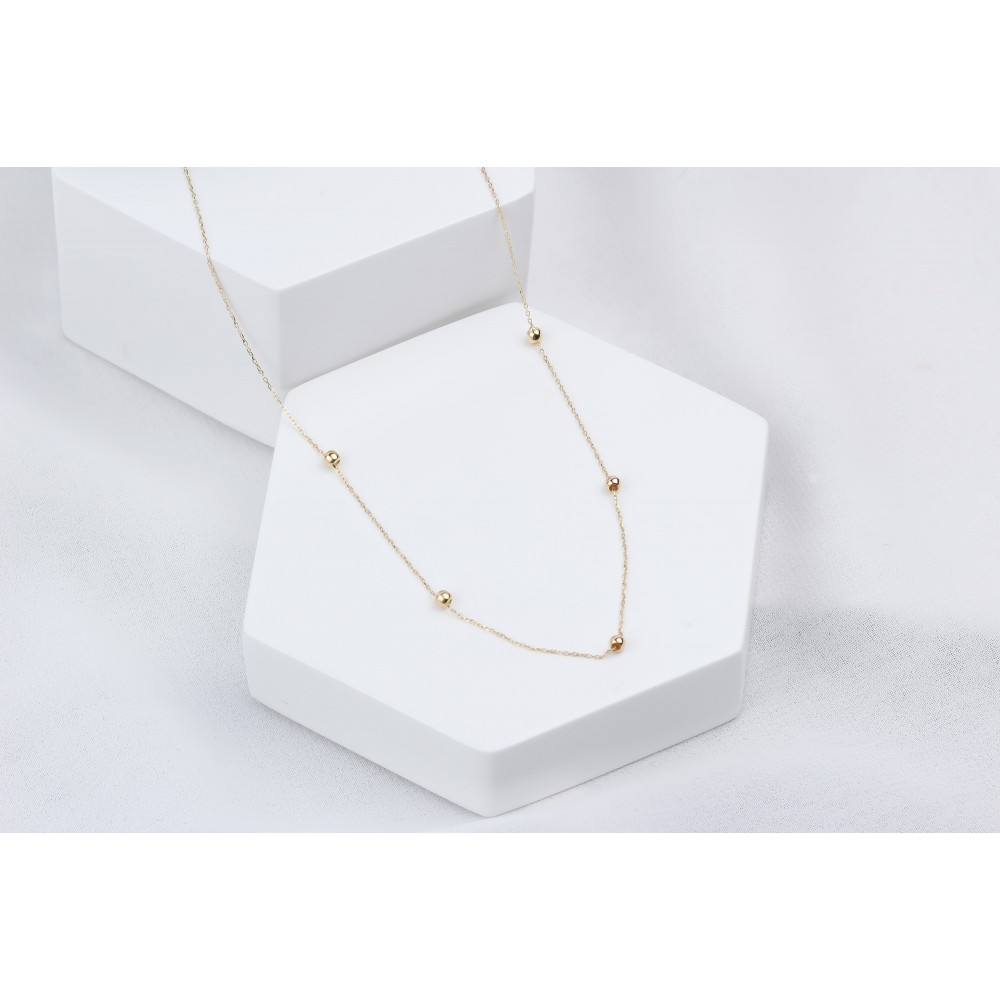 Glorria 14k Solid Gold Ball Necklace