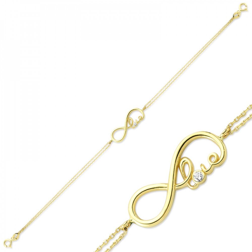 Glorria 14k Solid Gold Infinity Bracelet