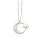 Glorria 925k Sterling Silver Crescent And Star Necklace